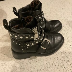 Steve Madden Girls Ankle Boots Size 11 Zip-up Rhinestones